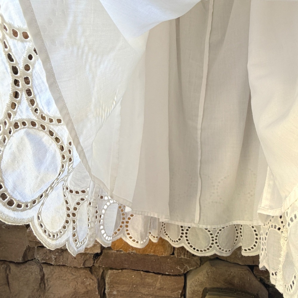 Lane Bryant Women 16 Dress White Eyelet Halter Smocked Cotton Lined Midi Cottage - Picture 8 of 11